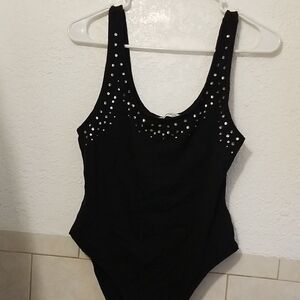 Zara Black Bodysuit with Diamond Accents